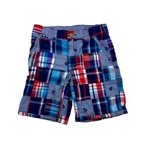 Gymboree Plaid Patchwork‎ Shorts Nautical Anchor Print Size 5T Boys